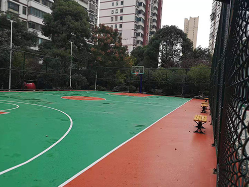 常德市武陵區國源小區塑膠籃球場，硅PU球場，籃球架安裝 體育器材，體育設施